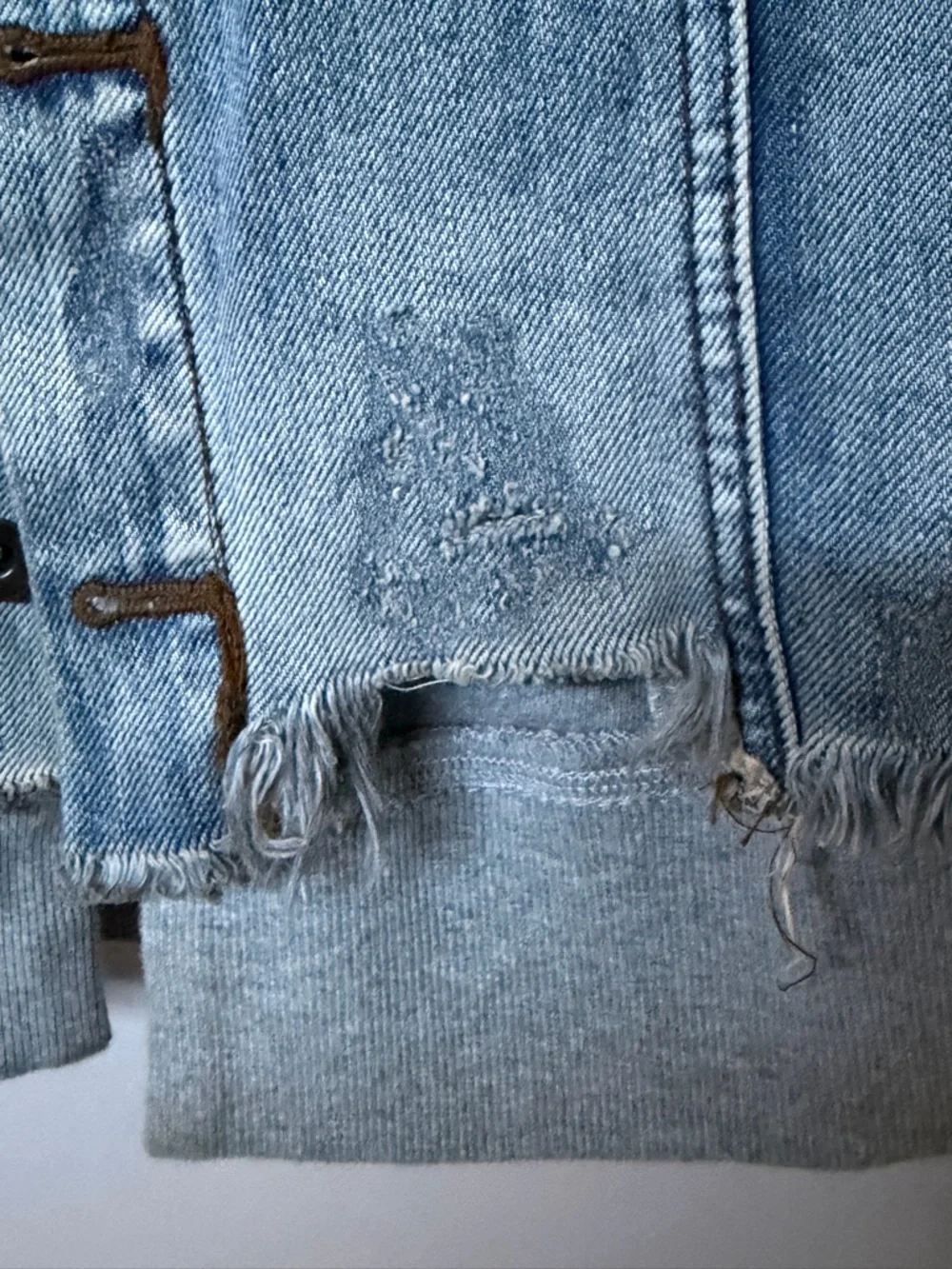 Free People denim jacket with sweatsuit insert - Picture 6 of 10